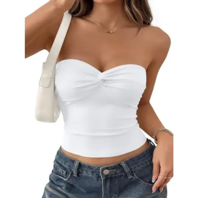 White Strapless Tube Top