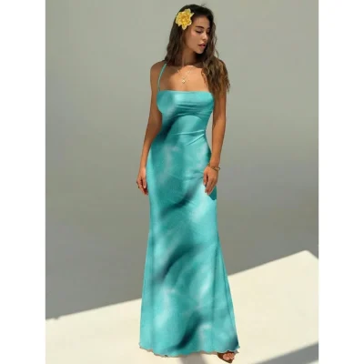 Floral Print Backless Halter Dress