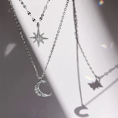 Star + Moon Pendant Necklace