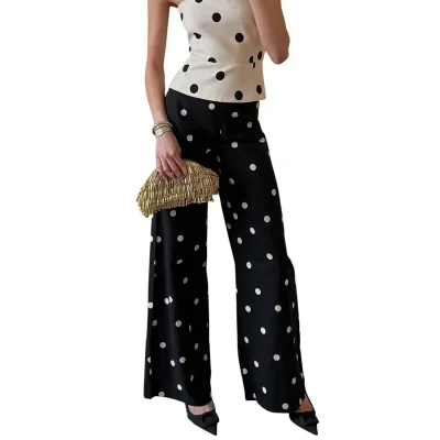 Polka Dot Straight Leg Pants